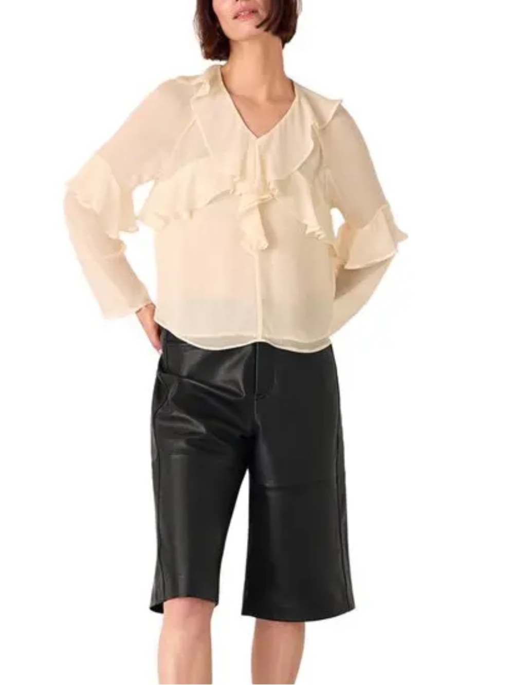 Whistles Ivory Ruffled Blouse